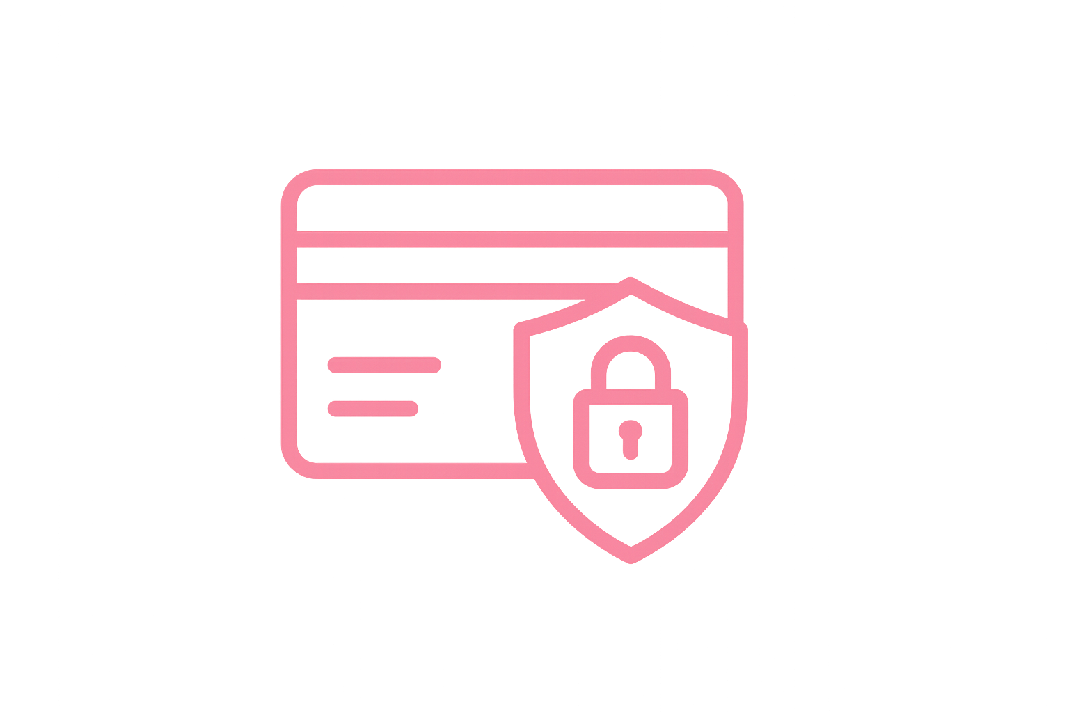 create an icon for secure payment. Make it of this pink shade#E37B85, outline only no fill. Make it the same size of the customer support icon